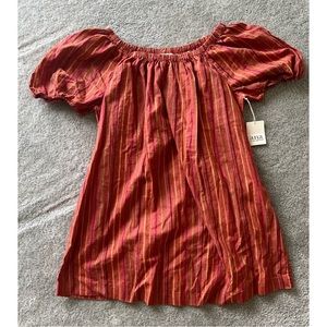 NWT Orange Striped Off the Shoulder Dress